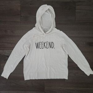 Rae Dunn Cream 'Weekend' Hoodie Sweater *Super Soft*